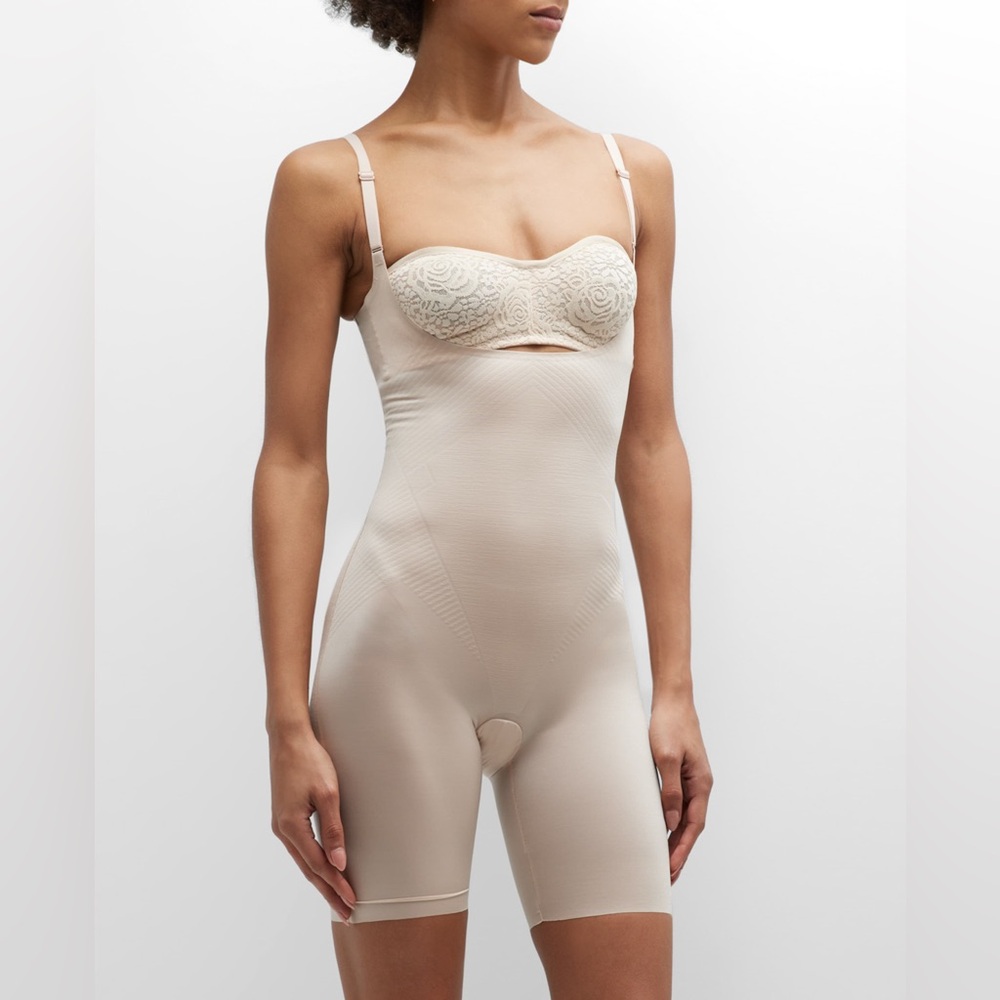 Spanx Invisible Open-Bust Mid-Thigh Bodysuit